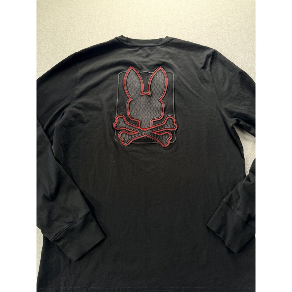Psycho Bunny Black Long Sleeve Pima Cotton Tee Small 4 Embroidered Logo Back - Picture 7 of 11